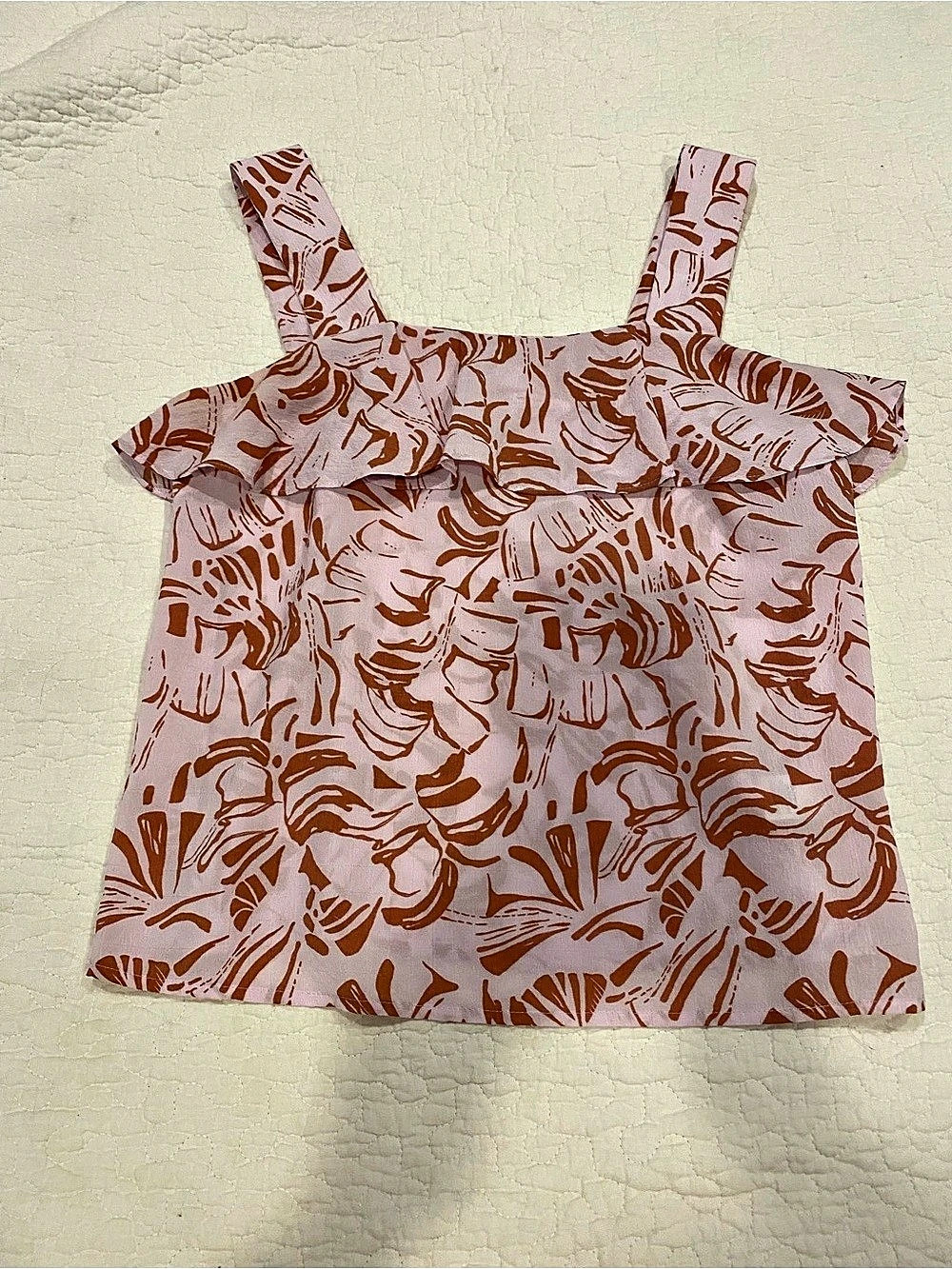 Nine West Abstract Print Tank Top in Pink & Brown Size Small